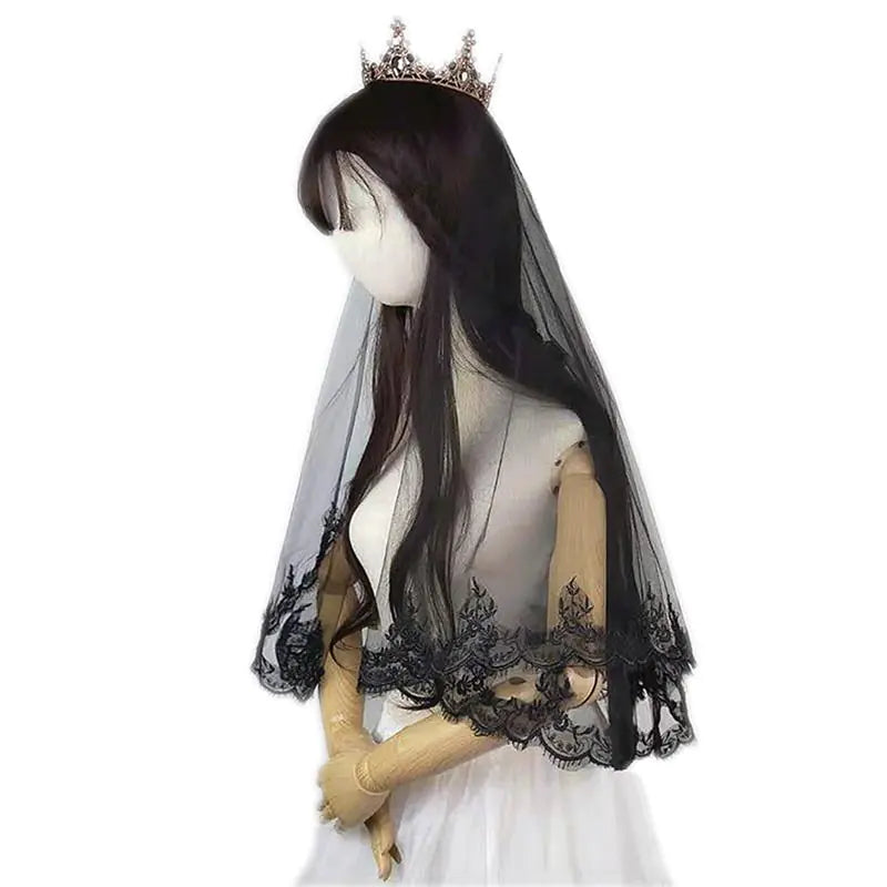 Vintage Black Bridal Veil Headpiece for Weddings - Joomcy