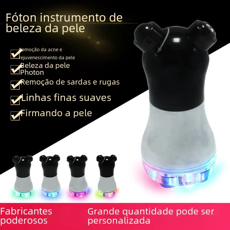 Black and translucent device with bear-like ears, featuring a glowing led base.