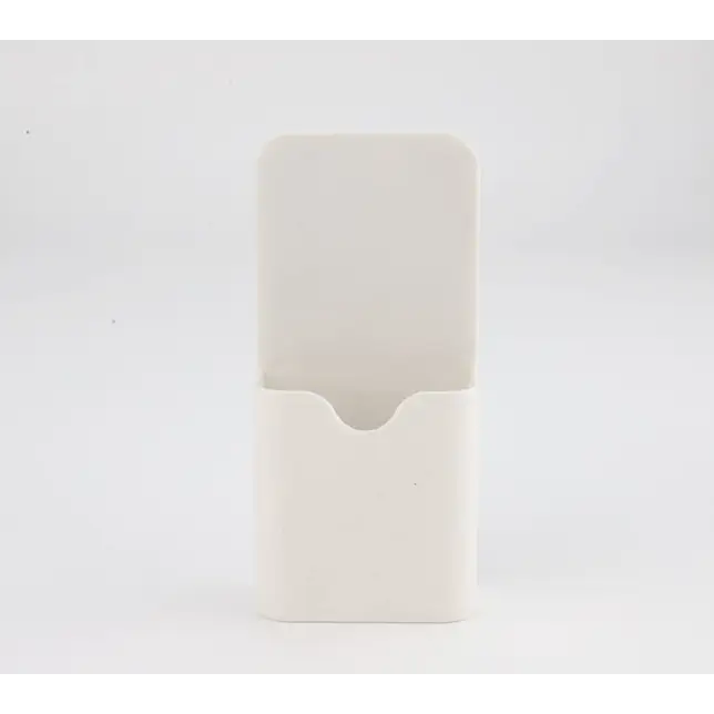 White rectangular card holder with a smooth, minimalist design and rounded corners.