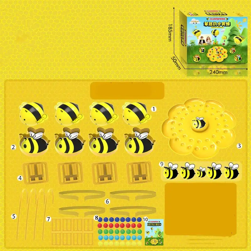 Yellow plastic bee-themed children’s craft kit with black stripes and white wings