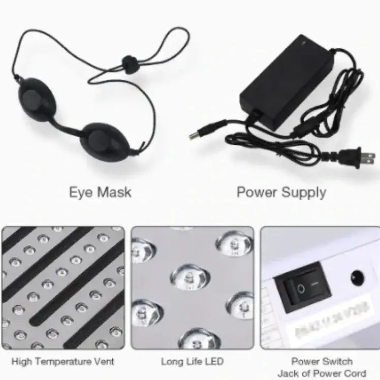 Black eye mask with adjustable headband and soft, rounded lenses.