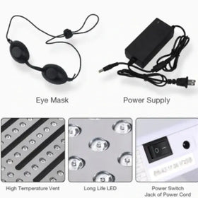 Black eye mask with adjustable headband and soft, rounded lenses.