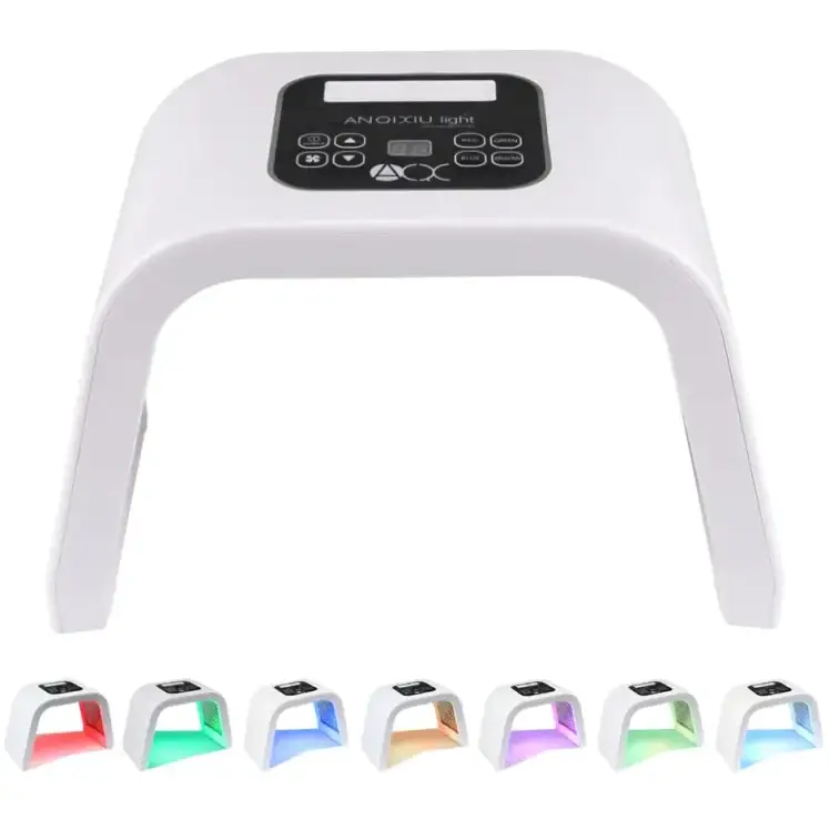 White anoixiu light uv nail dryer with a digital control panel and multiple color lighting options.