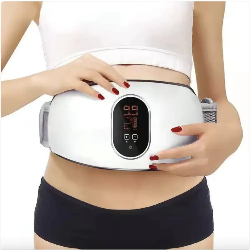 White digital display waist massager with black control panel and red led numbers.