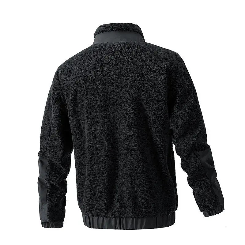 Men's Autumn Winter Fleece Jacket with Stand Collar
