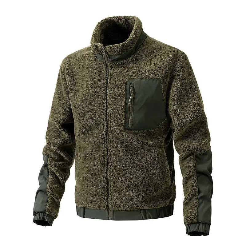 Men's Autumn Winter Fleece Jacket with Stand Collar