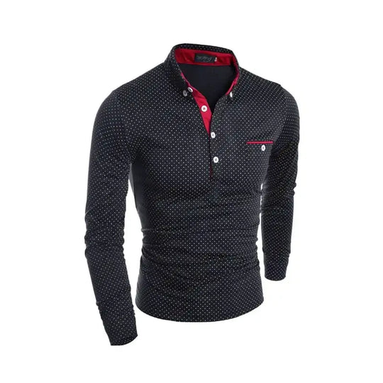 Men's Casual Long Sleeve Polka Dot Shirt by Ouma