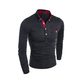Men's Casual Long Sleeve Polka Dot Shirt by Ouma