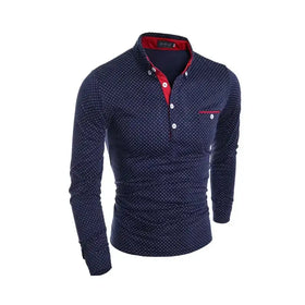 Men's Casual Long Sleeve Polka Dot Shirt by Ouma