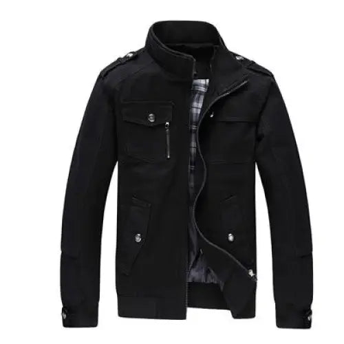 Men's Cotton Casual Stand Collar Jacket for Autumn/Spring