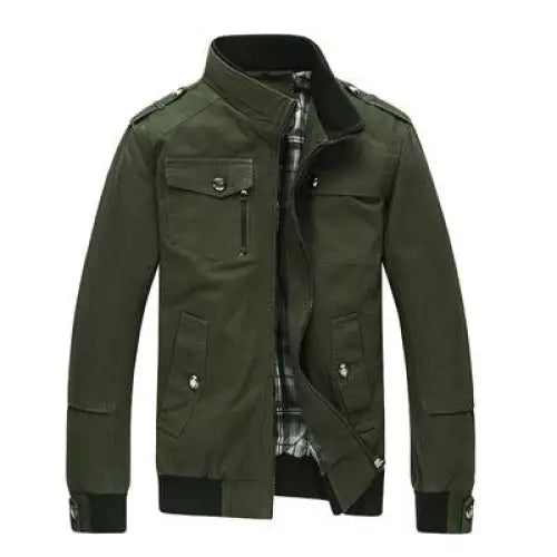 Men's Cotton Casual Stand Collar Jacket for Autumn/Spring
