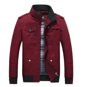 Men's Cotton Casual Stand Collar Jacket for Autumn/Spring