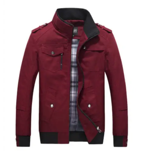 Men's Cotton Casual Stand Collar Jacket for Autumn/Spring
