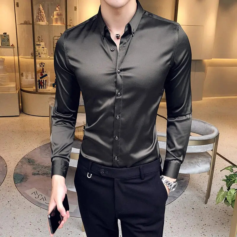 Men's Fashionable Long Sleeve Casual Shirt - Slim Fit