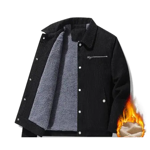 Men's Fleece Corduroy Winter Jacket - Thermal Parka (One)