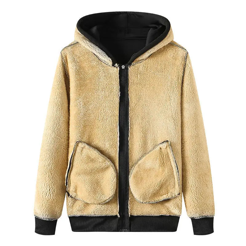 Men's Fleece Lined Hoodie Jacket with Thick Cotton