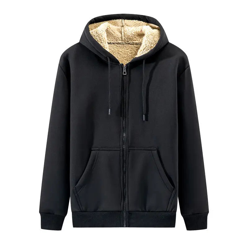 Men's Fleece Lined Hoodie Jacket with Thick Cotton