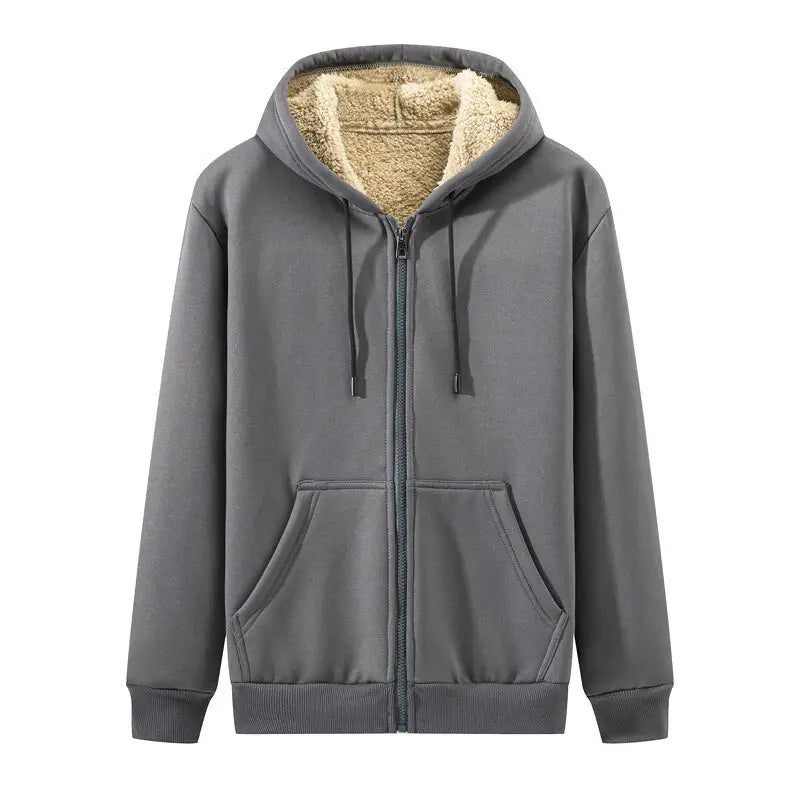 Men's Fleece Lined Hoodie Jacket with Thick Cotton