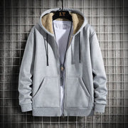 Men's Fleece Lined Hoodie Jacket with Thick Cotton