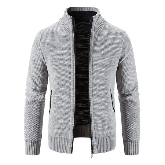 Men's Fleece Lined Knitwear Jacket for Autumn Winter