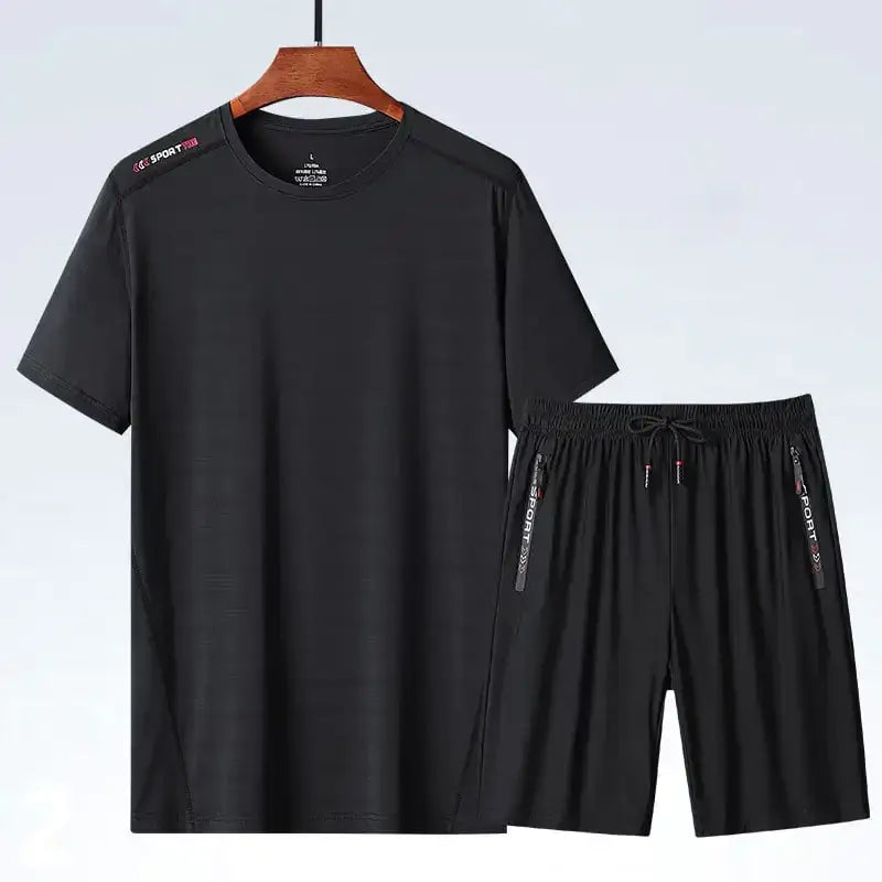 Men's Ice Silk Sports T-shirt and Suit Set