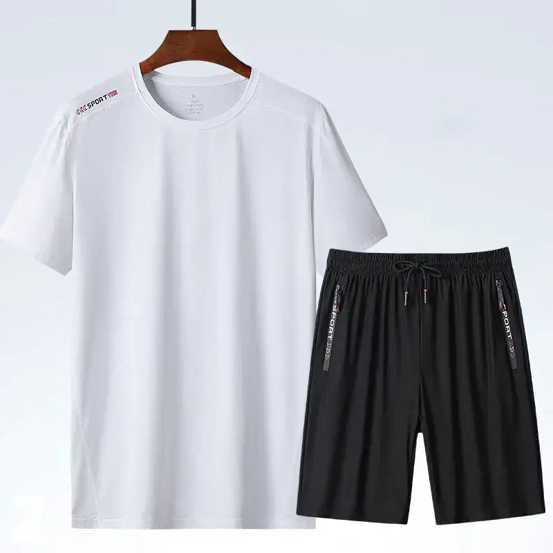 Men's Ice Silk Sports T-shirt and Suit Set