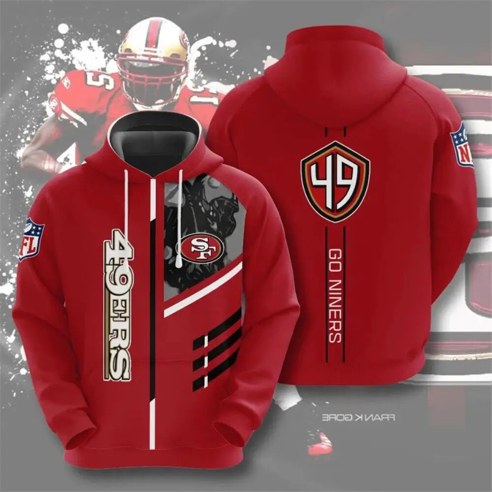 Men's NFL 3D Digital Print Hoodie - Loose Fit