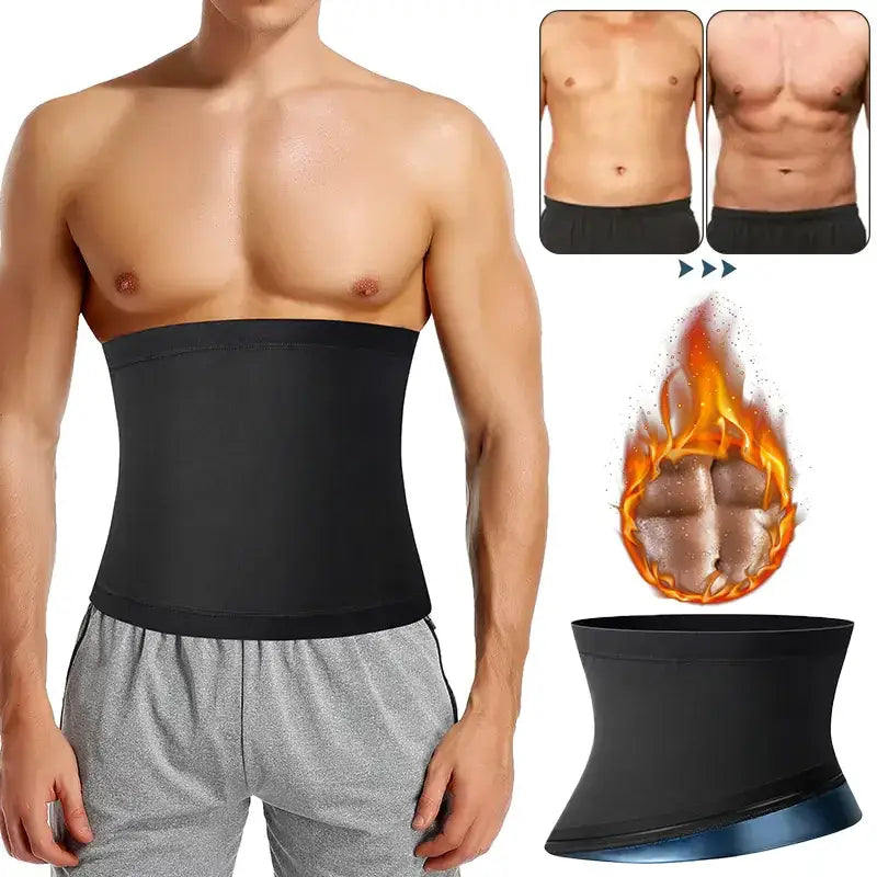 Black waist trainer belt with a sleek, form-fitting design and subtle blue accent trim.