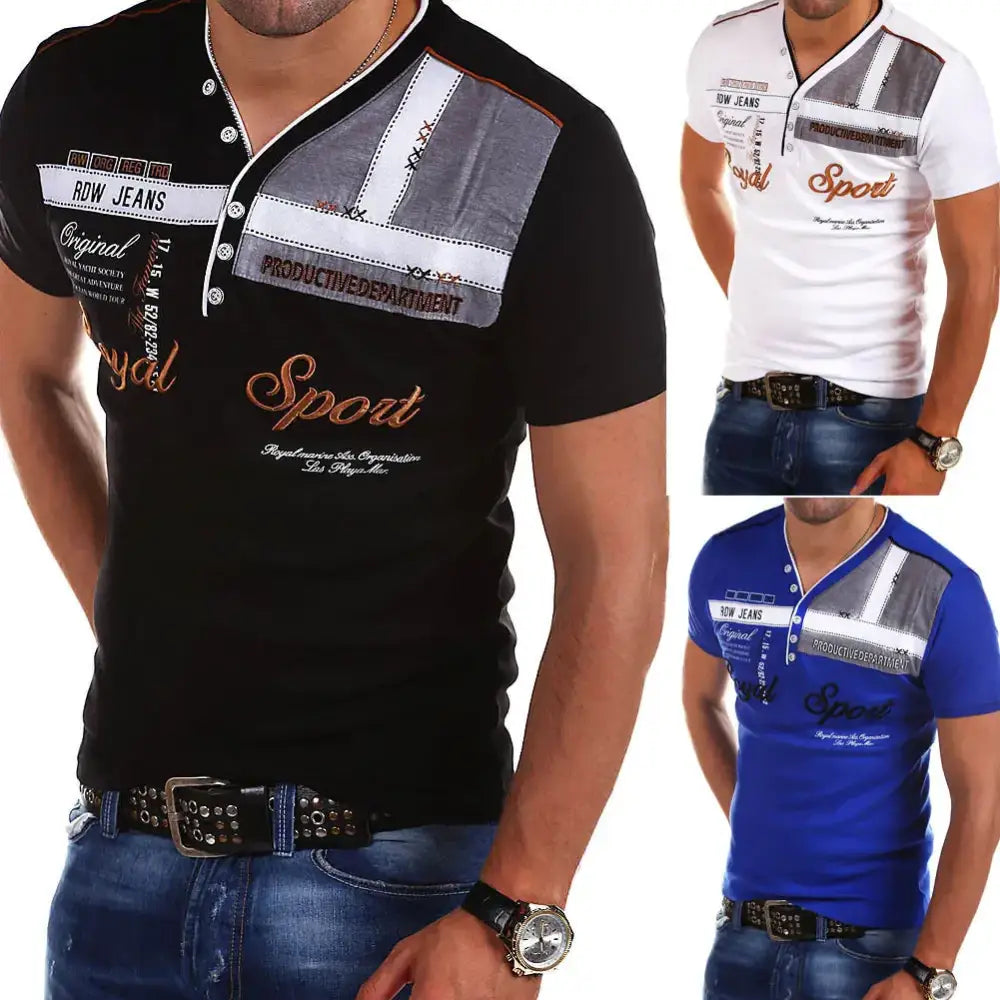 Men's Short Sleeve T-Shirt with Letter Print Design