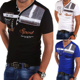 Men's Short Sleeve T-Shirt with Letter Print Design