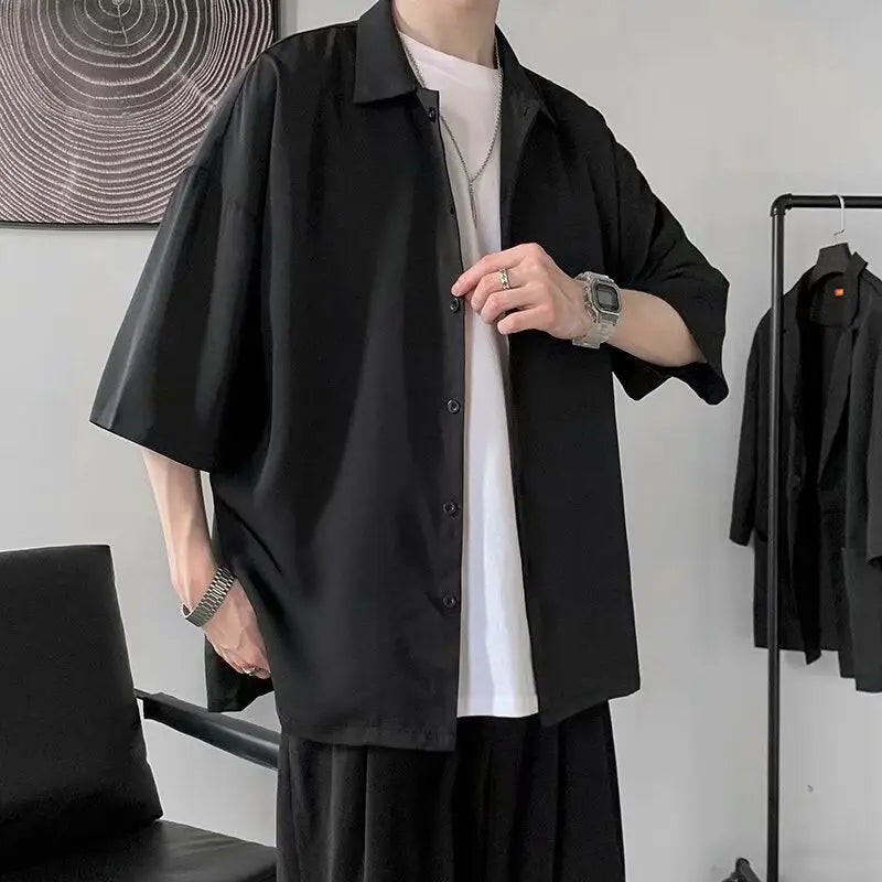Men's Short-Sleeved Ice Silk Casual Shirt (Summer Style)
