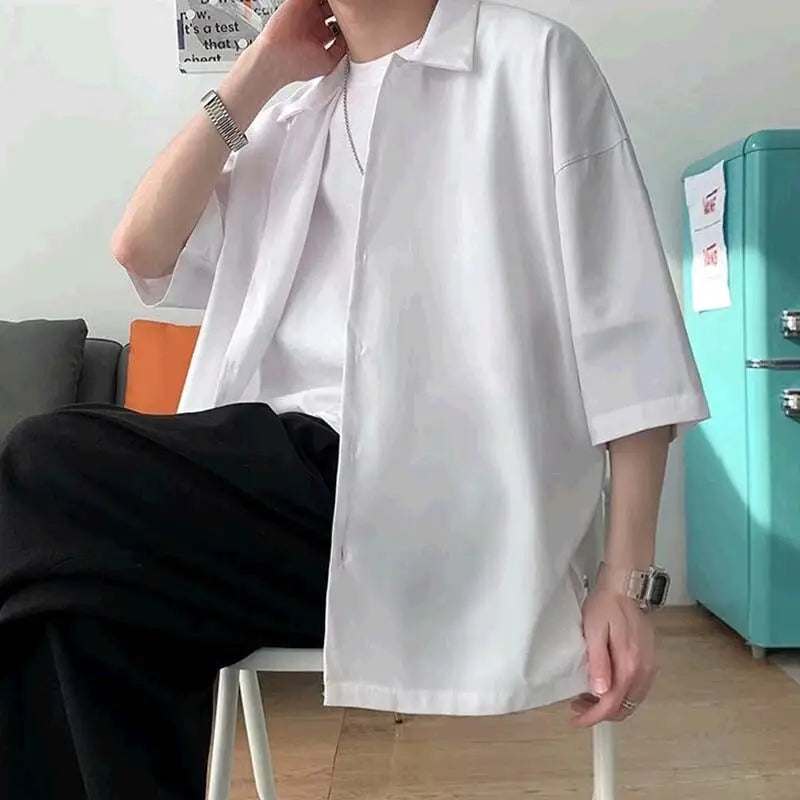 Men's Short-Sleeved Ice Silk Casual Shirt (Summer Style)