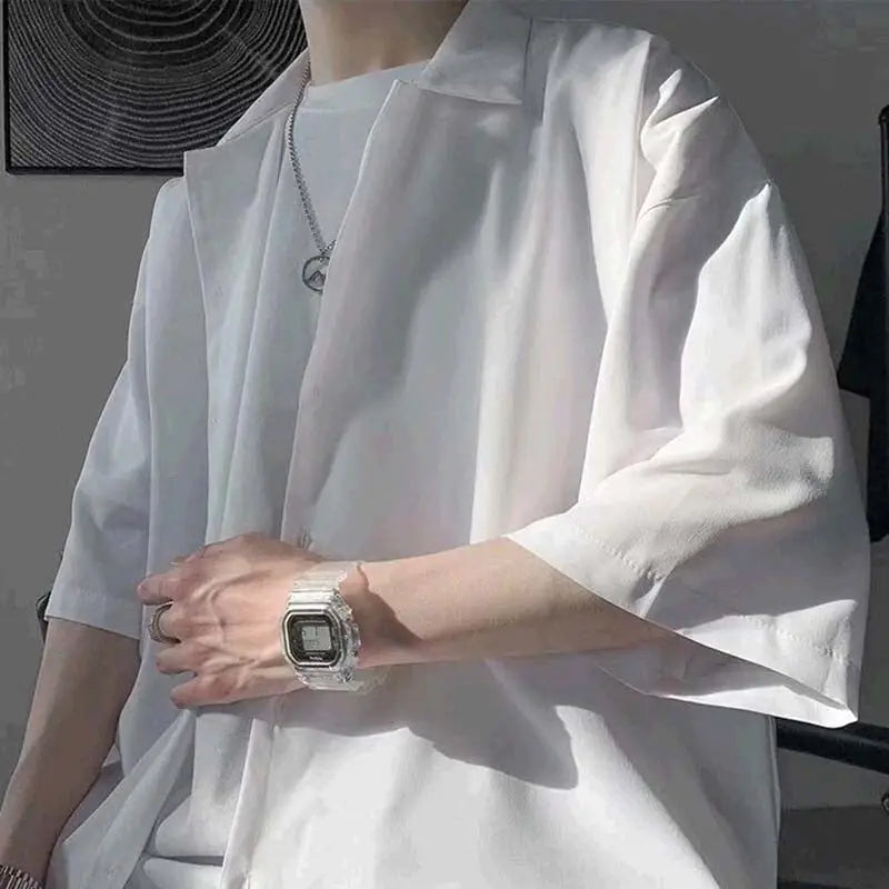 Men's Short-Sleeved Ice Silk Casual Shirt (Summer Style)