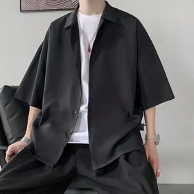 Men's Short-Sleeved Ice Silk Casual Shirt (Summer Style)