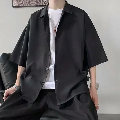 Men's Short-Sleeved Ice Silk Casual Shirt (Summer Style)