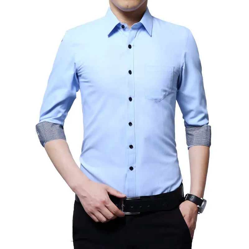 Men's Slim Fit Long Sleeve Summer Business Shirt