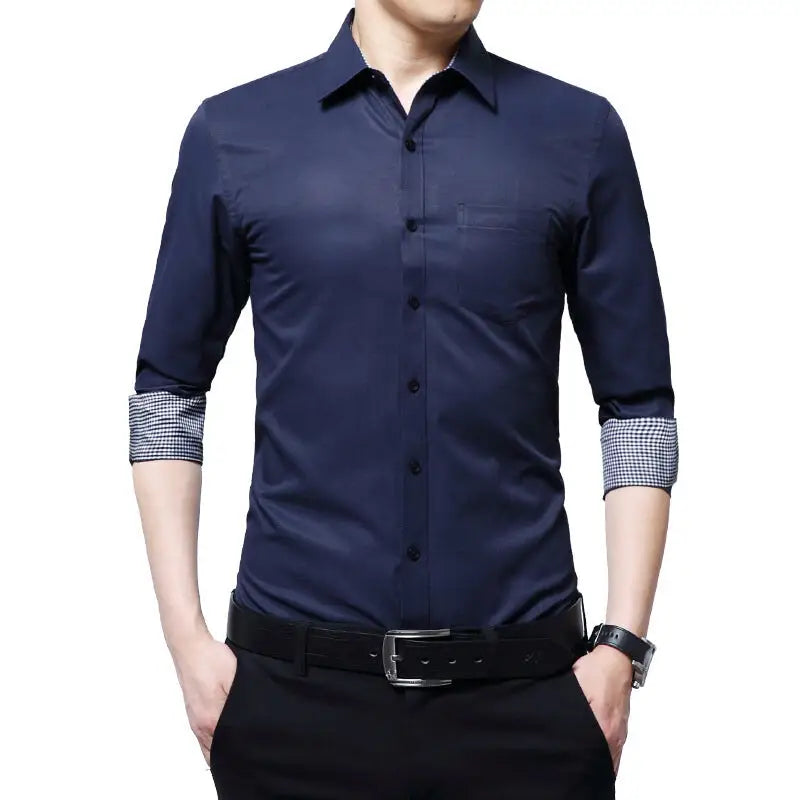 Men's Slim Fit Long Sleeve Summer Business Shirt