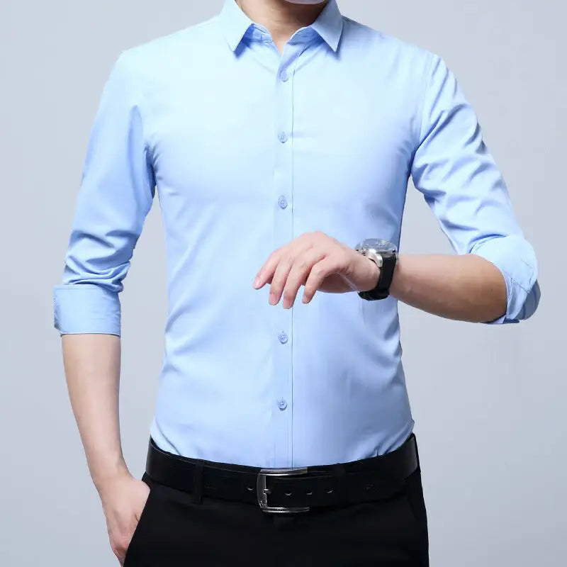 Men's Slim Fit Long Sleeve Summer Business Shirt