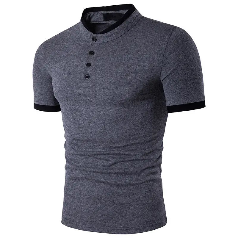 Men's Slim Fit Solid Color Short Sleeve Polo Shirt