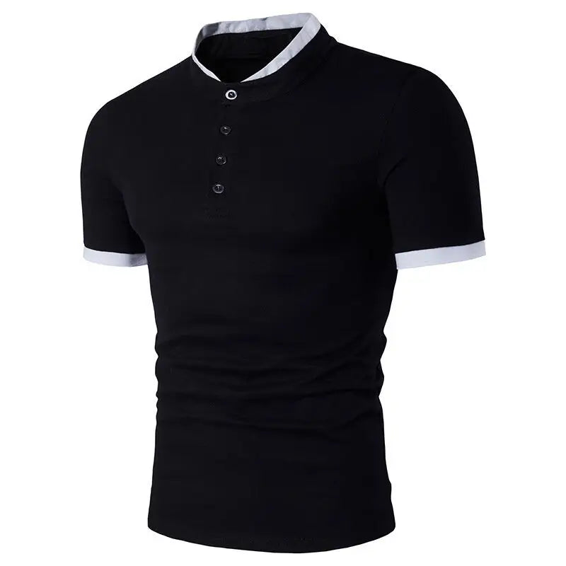 Men's Slim Fit Solid Color Short Sleeve Polo Shirt