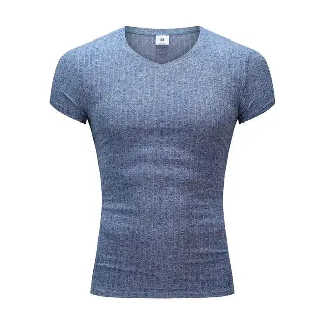 Men's Slim Fit V-Neck Fitness T-Shirt with Sports Straps