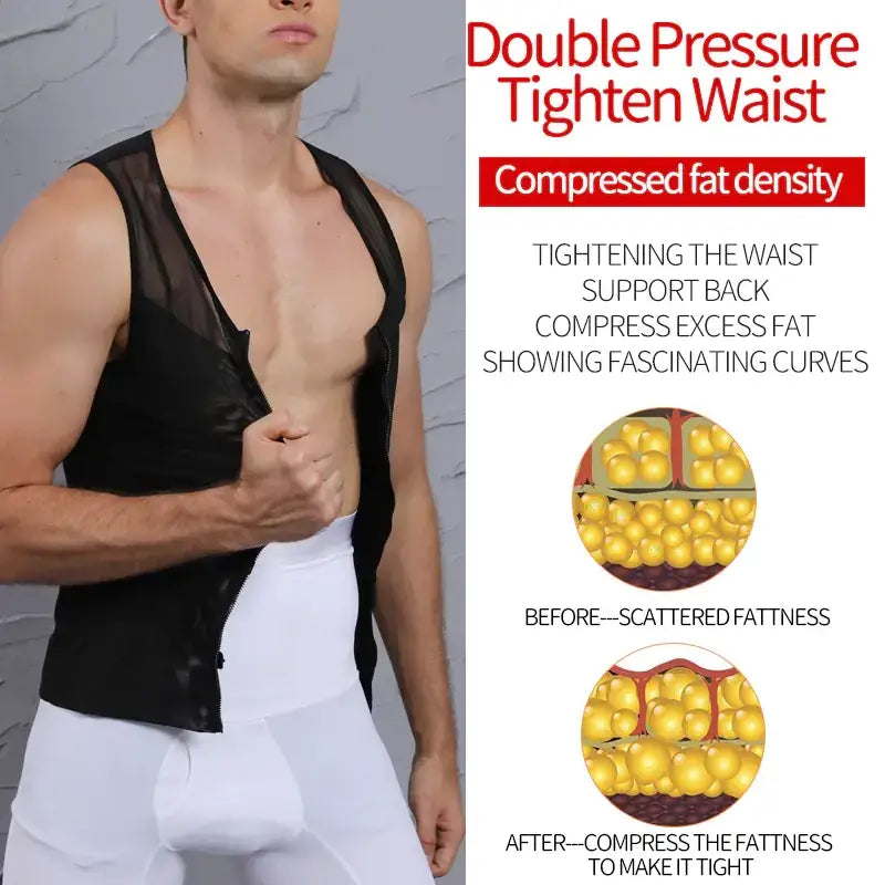 Black mesh waist trainer with adjustable straps and a sleek, form-fitting design.