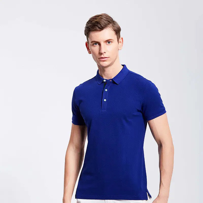 Men's Summer Polo Shirt - Slim Fit Solid Color T-Shirt