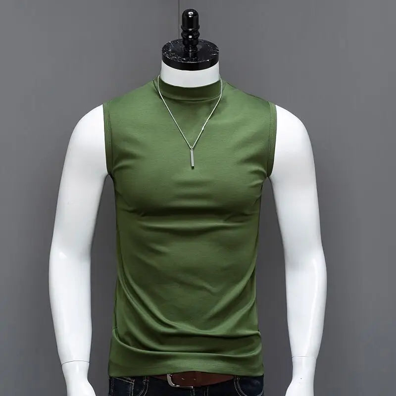 Men's Summer Sleeveless Ice Silk T-Shirt (Solid Color)