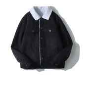 Men's Thick Denim Jacket, Warm Cotton Coat