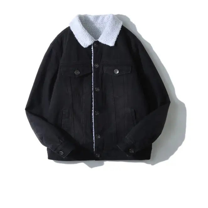 Men's Thick Denim Jacket, Warm Cotton Coat
