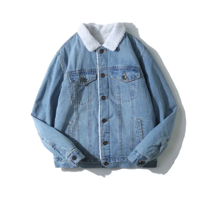 Men's Thick Denim Jacket, Warm Cotton Coat