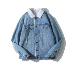 Men's Thick Denim Jacket, Warm Cotton Coat