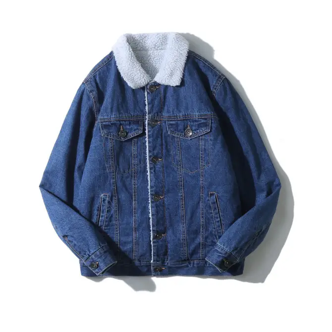 Men's Thick Denim Jacket, Warm Cotton Coat