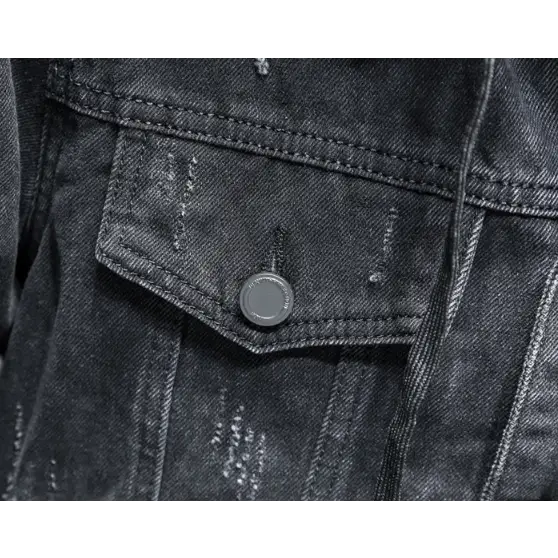 Men's Thick Fleece-Lined Denim Jacket with Hood